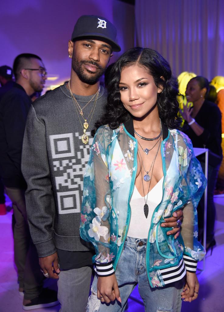 Jhené Aiko and Big Sean at a party in 2016.