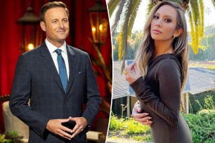 A split photo of Chris Harrison standing and Cheryl Burke posing