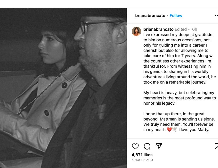 Matthew Perry's assistant mourns him on Instagram