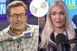 Erika Jayne split with John Hamm with an inset of the earrings.
