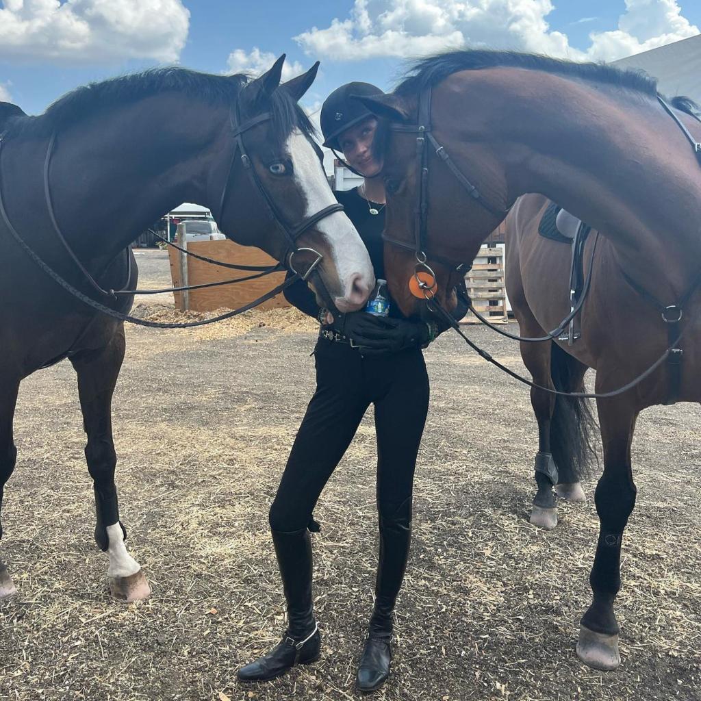 Bella Hadid with horses