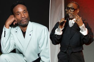 Billy Porter in green on left and on right in black