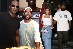 Marcus and Michael Jordan split image with Larsa Pippen.