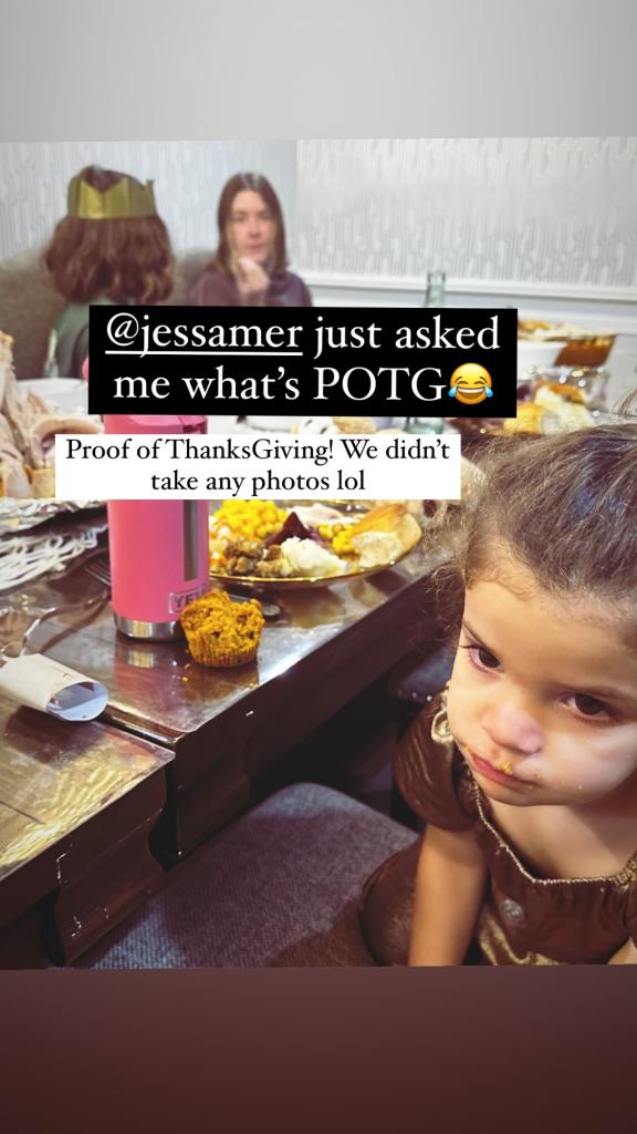 Tori Spelling's Instagram Story from Thanksgiving.