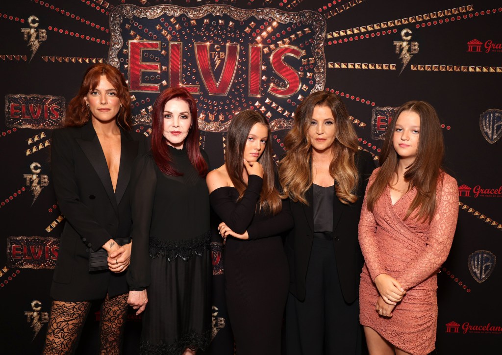 Riley Keough, Priscilla Presley, Harper Lockwood, Lisa Marie Presley and Finley Lockwood at the premiere of "Elvis"