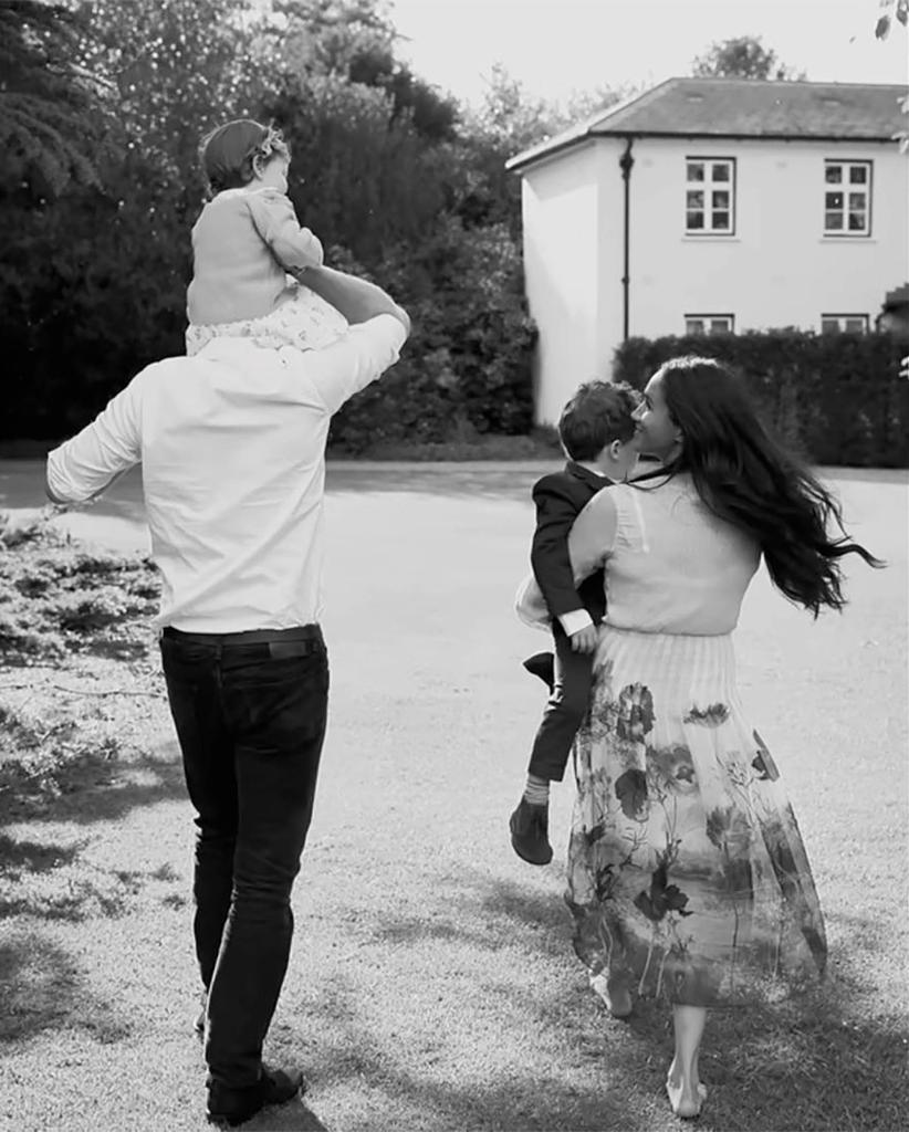 Meghan Markle and Prince Harry with Prince Archie and Princess Lilibet. 