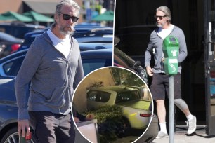 Two photos of Alan Ruck and his car accident