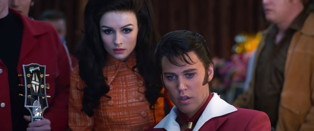 Olivia DeJonge and Austin Butler as Priscilla and Elvis Presley in a scene from "Elvis"