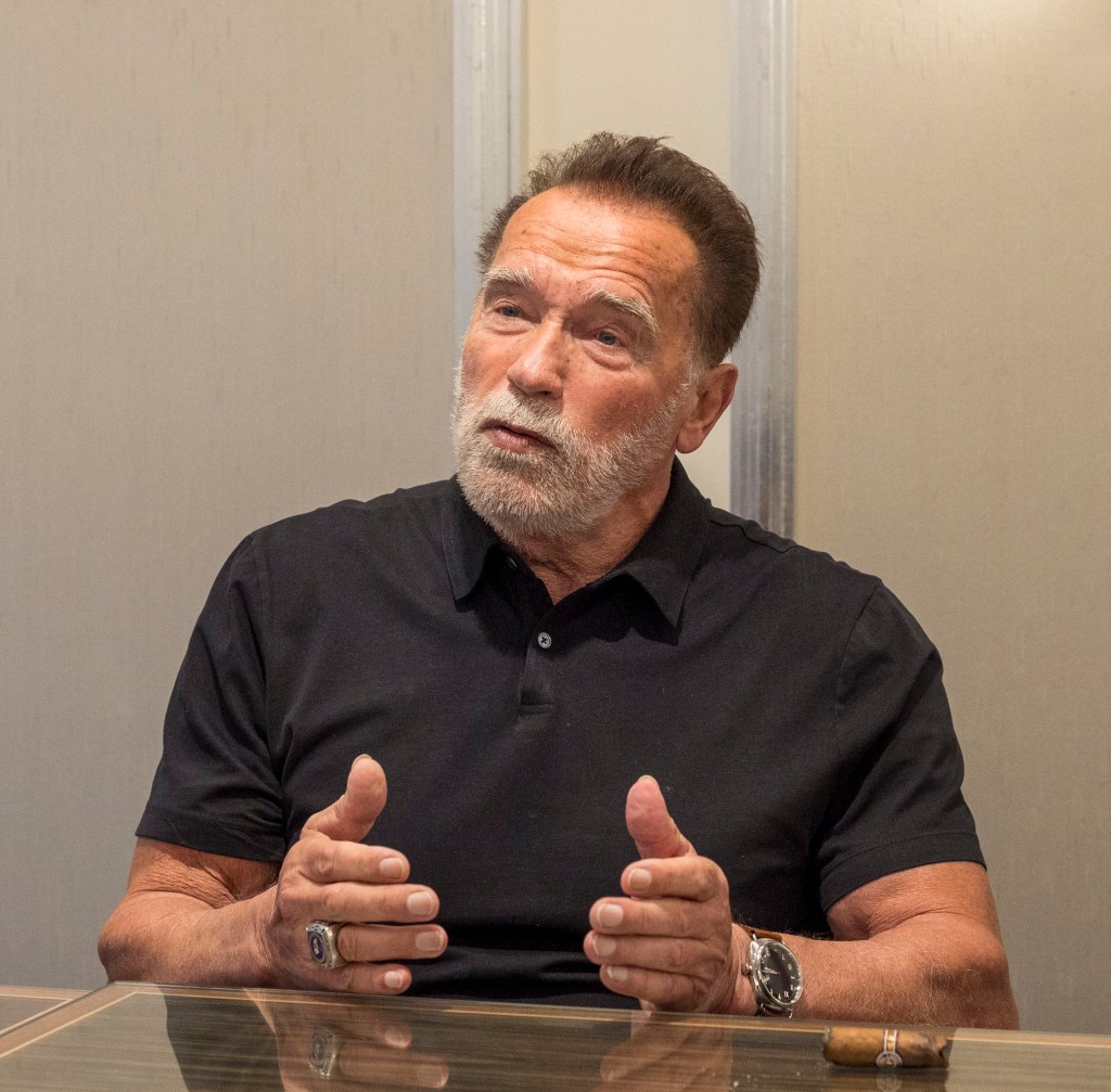 Arnold Schwarzenegger during an interview.