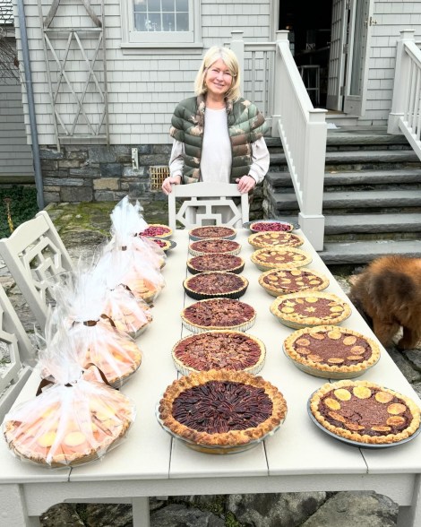 Martha Stewart shares Thanksgiving pie marathon.