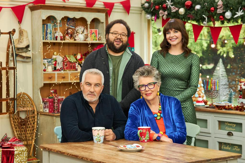 The Great American Baking Show: Celebrity Holiday, Zack Cherry, Casey Wilson, Paul Hollywood, Prue Leith.