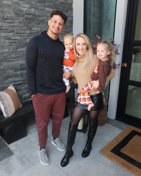 Patrick and Brittany Mahomes with their two kids
