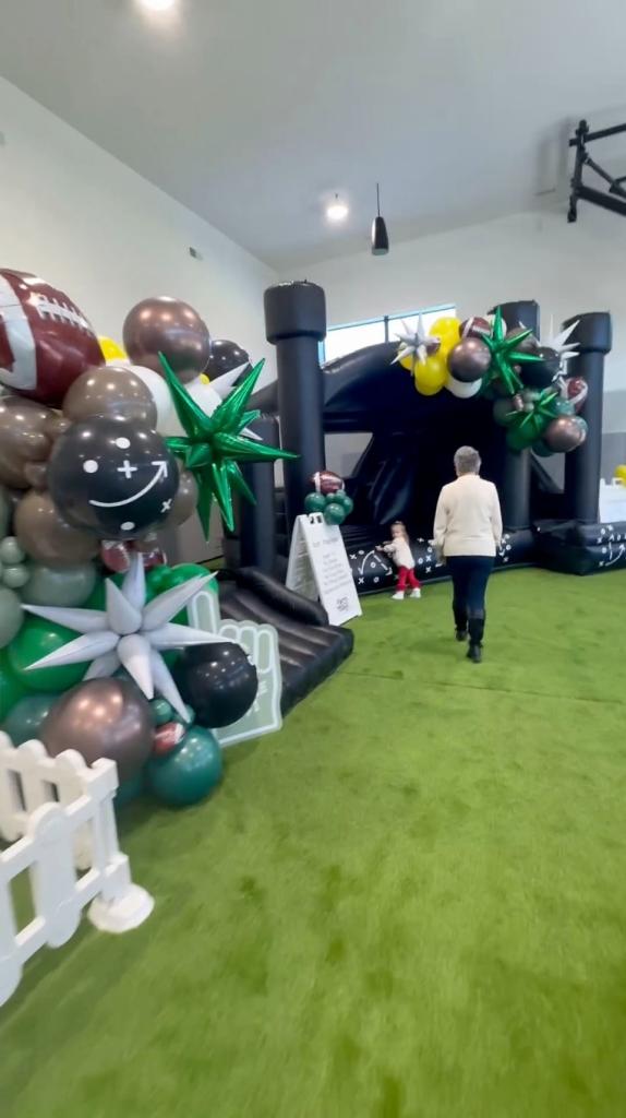 Patrick and Brittany Mahomes transform home basketball court into football field for son Bronze's 1st birthday party