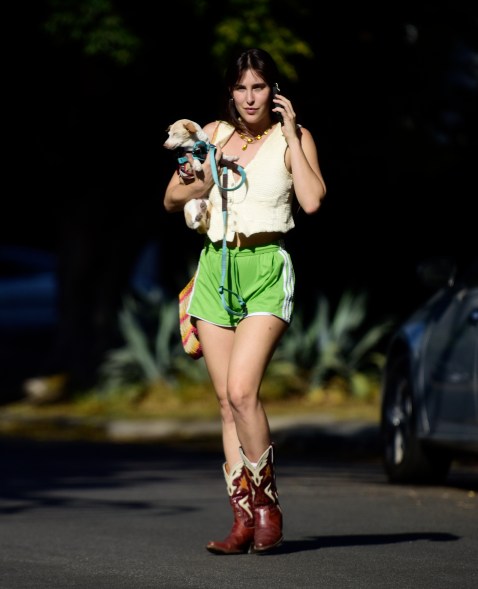 scout willis holding her puppy