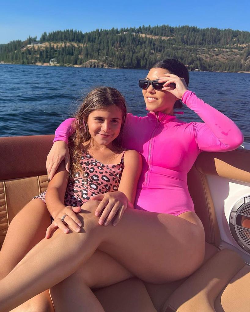 Kourtney Kardashian with daughte Penelope on boat