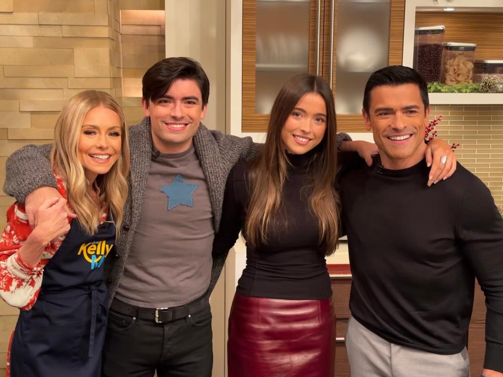 Kelly Ripa, Michael Consuelos, Lola Consuelos and Mark Consuelos posing together