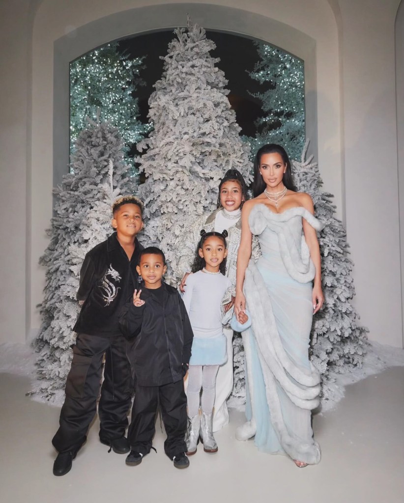 Kim Kardashian with her kids at her Christmas Eve 2023 party
