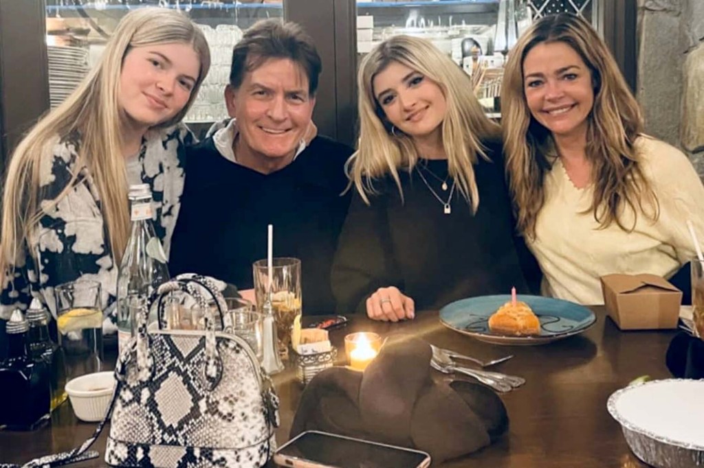 Charlie Sheen and Denise Richards with their daughters. 