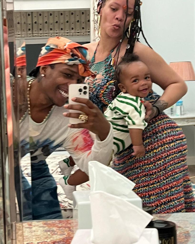 Rihanna, A$AP Rocky, and their son RZA.