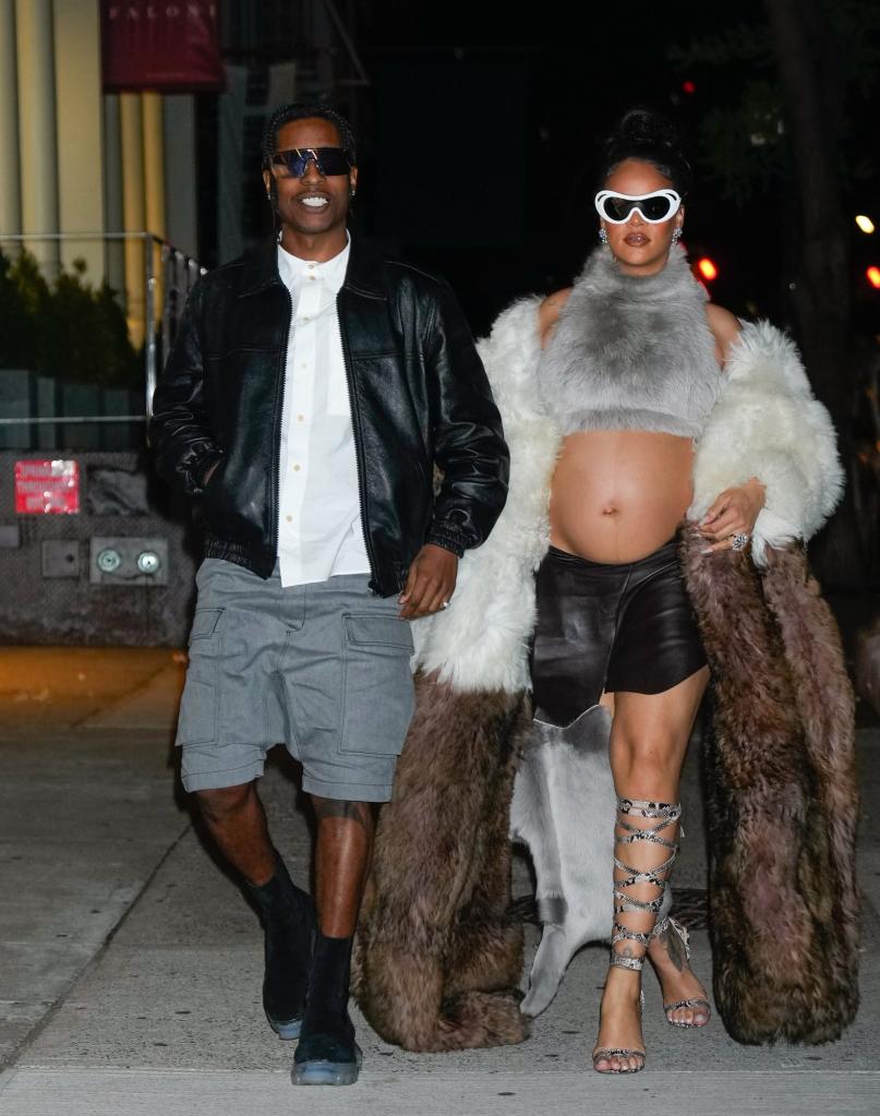 Rihanna and A$AP Rocky are seen on May 05, 2023 in New York City.