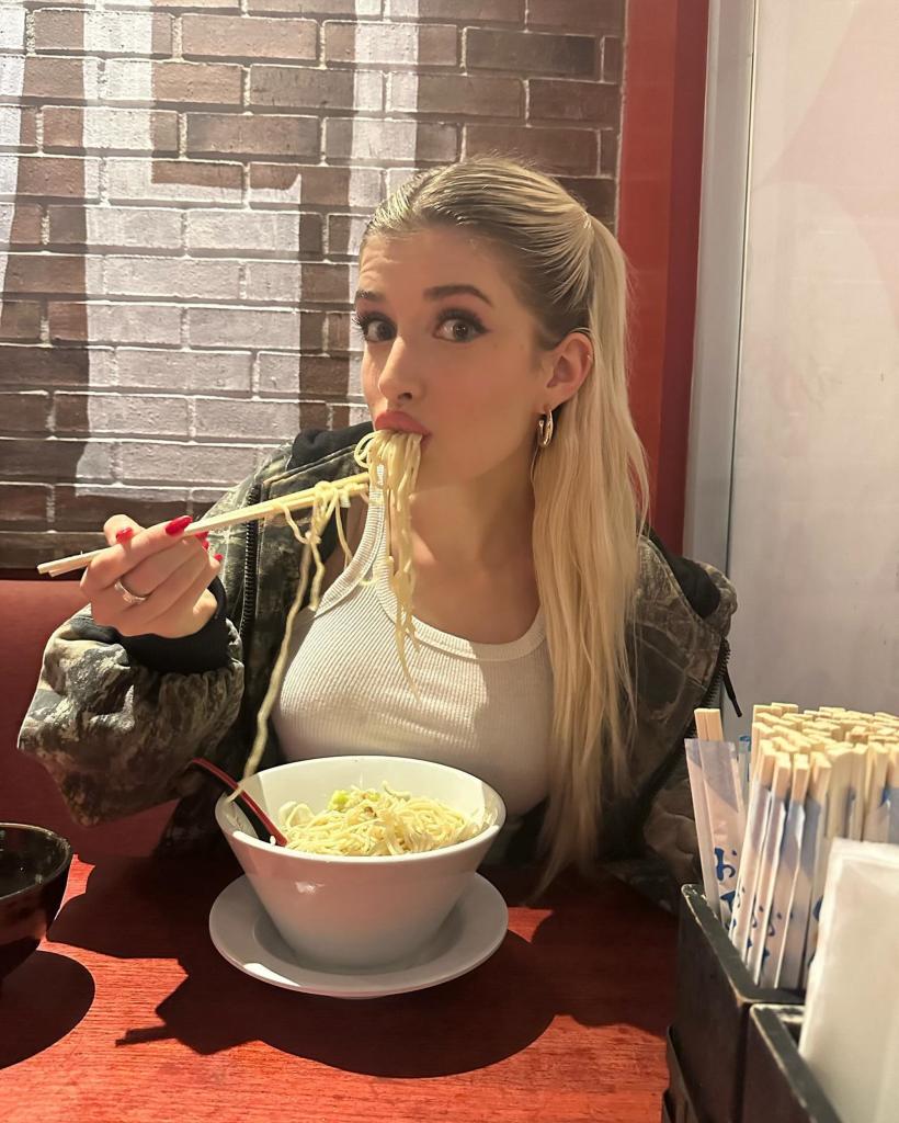 Sami Sheen eating ramen.