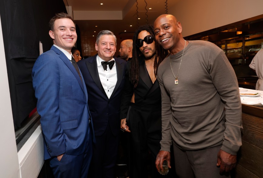 Tony Sarandos, Ted Sarandos, Lenny Kravitz and Dave Chappelle