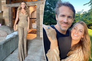 Blake Lively in her bedroom split with her and Ryan Reynolds.