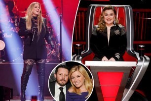 Brandon Blackstock and Kelly Clarkson and her on "The Voice."