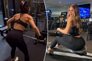 Kim Kardashian and Khloe Kardashian working out