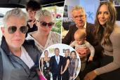 Amy Foster and David Foster with Katharine McPhee and Rennie with an inset of David with his daughters.