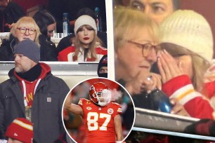 Taylor Swift and Donna Kelce talking