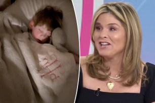 Jenna Bush Hager and her son split image.