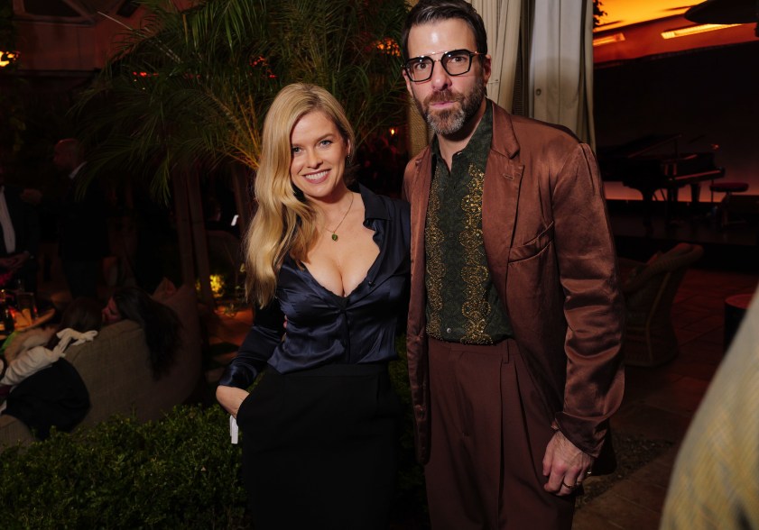 Alice Eve and Zachary Quinto at The Golden Eve Party held at Chateau Marmont on January 6, 2024 in Los Angeles, California. 