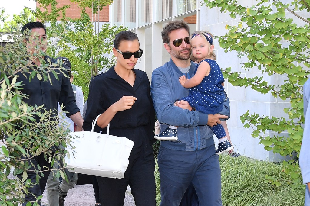 VENICE, ITALY - AUGUST 30:  Bradley Cooper, Irina Shayk and their daughter Lea are seen arriving at the 75th Venice Film Festival on August 30, 2018 in Venice, Italy.  (Photo by Photopix/GC Images)