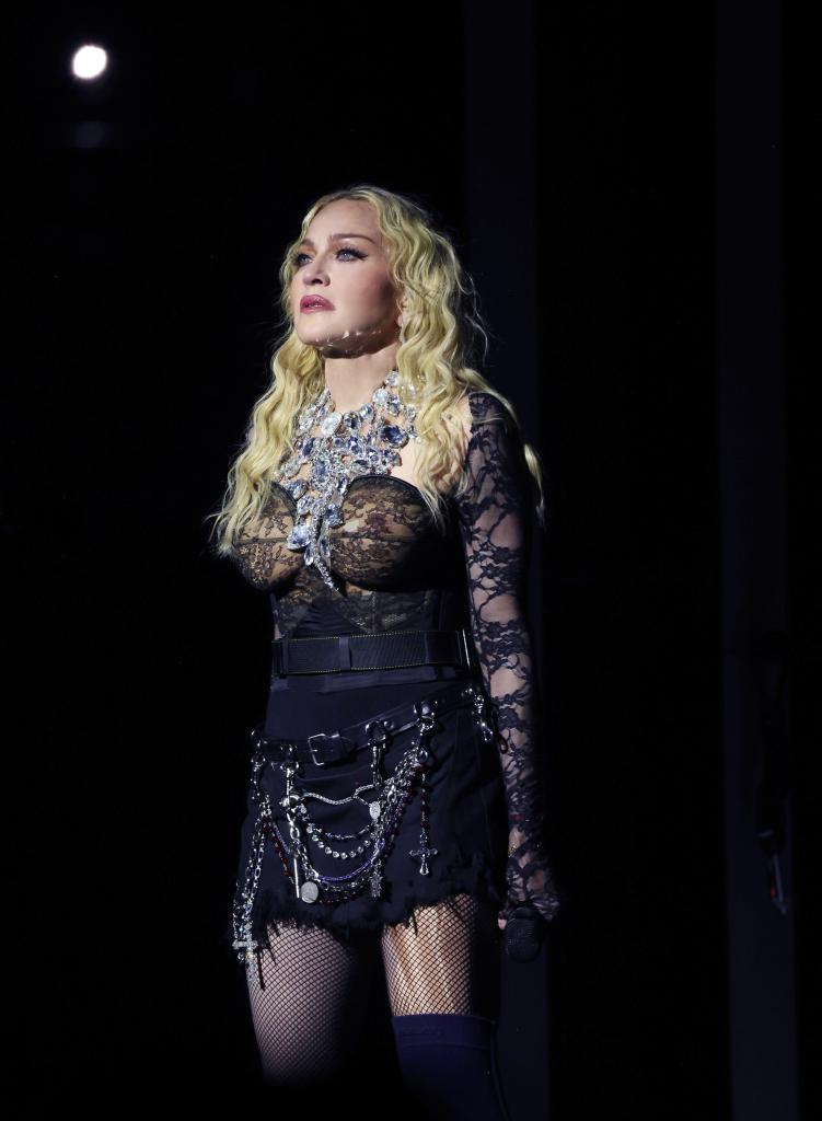 Madonna performing in London.