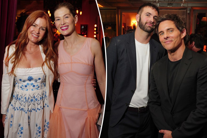 Isla Fisher, Rosamund Pike, Ronald Gladden and James Marsden attend The Golden Eve Party held at Chateau Marmont on January 6, 2024 in Los Angeles, California.