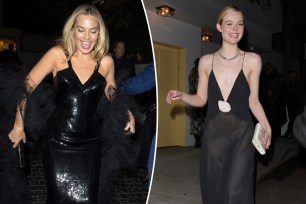 Margot Robbie and Elle Fanning attend Golden Globes party at Château Marmont on January 7th 2024