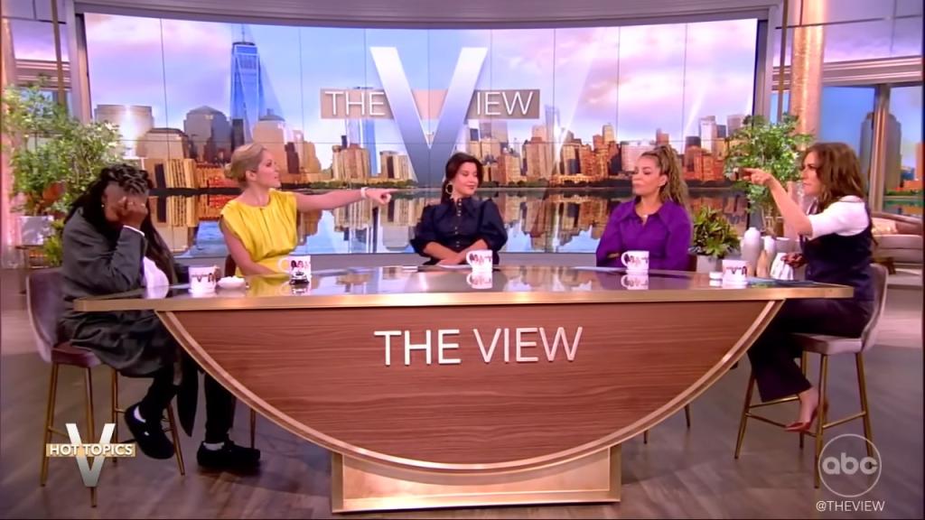 "The View" co-hosts gather around the table to discuss hot topics.
