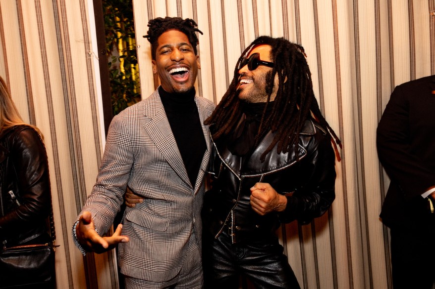 Jon Batiste and Lenny Kravitz at The Golden Eve Party held at Chateau Marmont on January 6, 2024 in Los Angeles, California. 