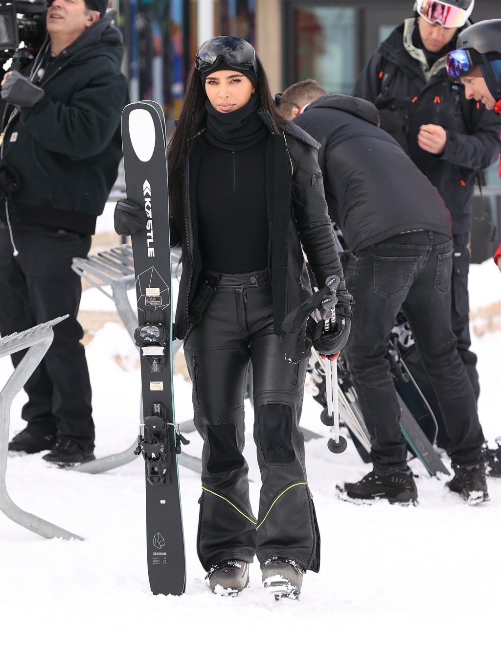 Kim Kardashian skiing.