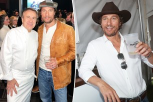 A split of Matthew McConaughey with Daniel Boulud and Matthew McConaughey alone.