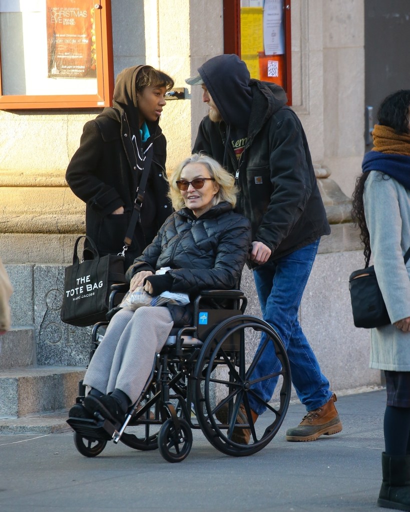 jessica lange's son pushing her in a wheelchair