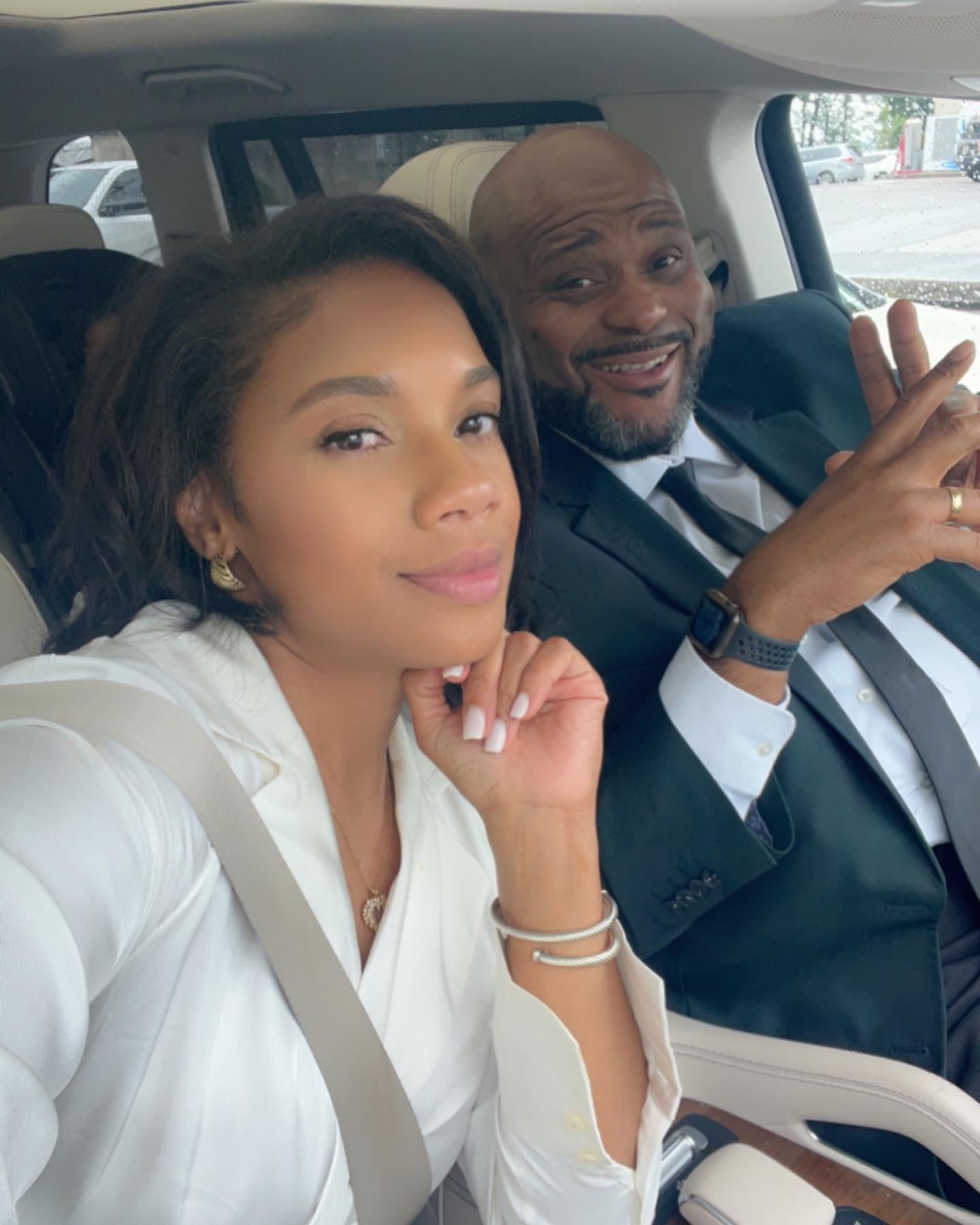 A selfie of Ruben Studdard and wife Kristin Moore-Studdard in the car.