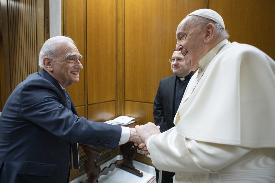 Martin Scorsese meets with Pope Francis in Vatican City.