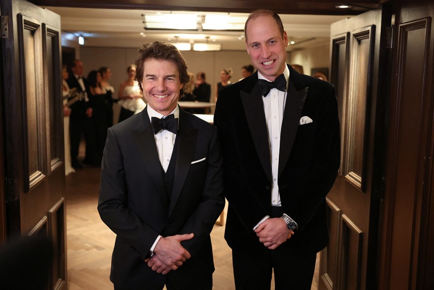 IN A STATE OF TUX: Tom Cruise (left) leaves Prince William star-struck at a London charity dinner.
