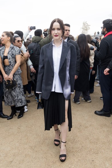 Rachel Brosnahan attends the Dior show during Paris Fashion Week on Feb. 27, 2024.