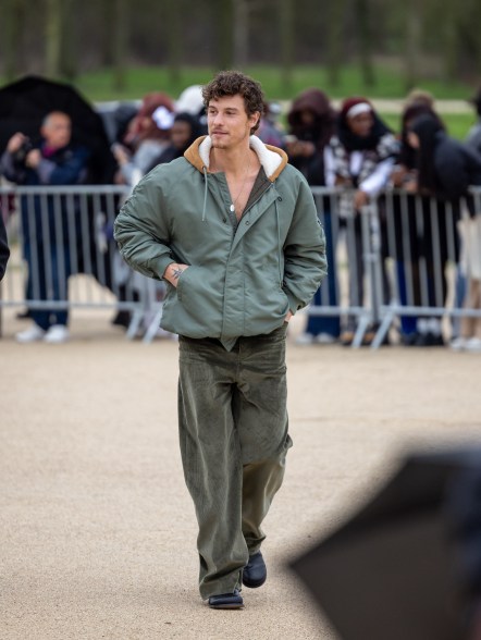 Shawn Mendes attends the Loewe show during Paris Fashion Week on March 1, 2024.