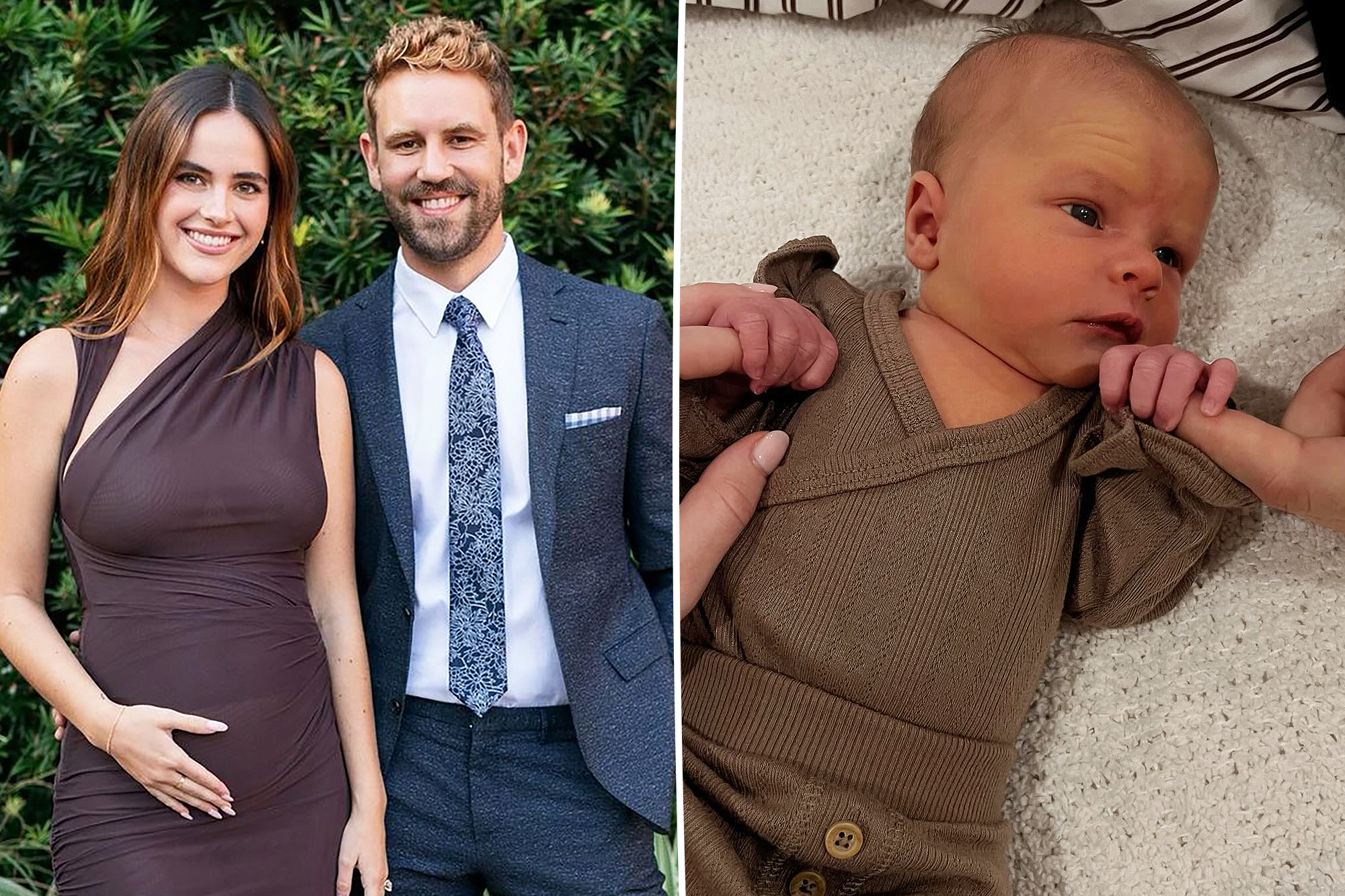 Nick Viall and Natalie Joy pregnant next to baby