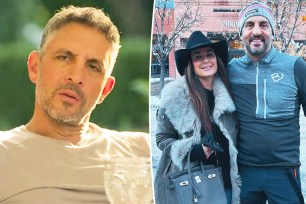 A split photo of Mauricio Umansky talking and Kyle Richards and Mauricio Umansky posing together