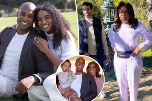 Will Bumpus Jr. and Elise Smith split with Oprah Winfrey with an inset of Will with Gayle King.